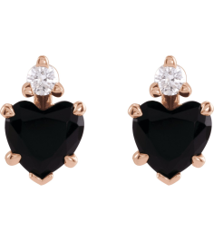 88617 Earring Set Natural Black Onyx Heart 4 X 4 Mm 14K Rose Natural Diamond Pair Friction Backs Included Polished Natural Onyx And .06 Ctw Natural Diamond 5-Claw Prong Earrings