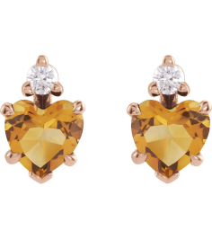 88617 Earring Set Natural Citrine Heart 6 X 6 Mm 14K Rose Natural Diamond Pair Friction Backs Included Polished Natural Citrine And .06 Ctw Natural Diamond 5-Claw Prong Earrings