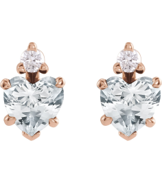 88617 Earring Set Natural White Sapphire Heart 4 X 4 Mm 14K Rose Natural Diamond Pair Friction Backs Included Polished Natural White Sapphire And .06 Ctw Natural Diamond 5-Claw Prong Earrings