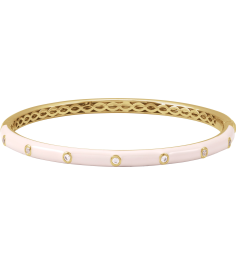 Brc958 Bracelet Set 14K Yellow Round Natural Diamond 1.9Mm 15 Ctw I1, G-H 7 In Polished 15 Ctw Natural Diamond Pink Enamel Bangle Bracelet