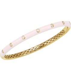Brc958 Bracelet Set 14K Yellow Round Natural Diamond 1.9Mm 15 Ctw I1, G-H 7 In Polished 15 Ctw Natural Diamond Pink Enamel Bangle Bracelet
