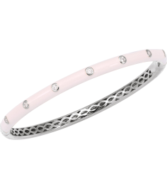 Brc958 Bracelet Set 14K White Round Natural Diamond 1.9Mm 15 Ctw I1, G-H 7 In Polished 15 Ctw Natural Diamond Pink Enamel Bangle Bracelet