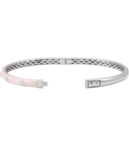 Brc958 Bracelet Set 14K White Round Natural Diamond 1.9Mm 15 Ctw I1, G-H 7 In Polished 15 Ctw Natural Diamond Pink Enamel Bangle Bracelet