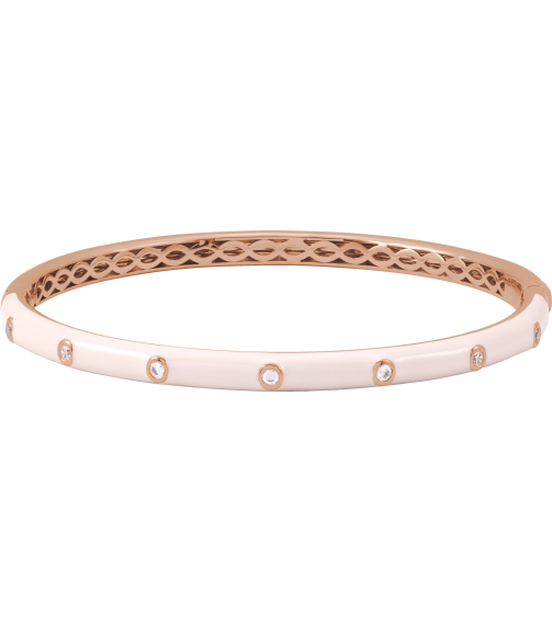 Brc958 Bracelet Set 14K Rose Round Natural Diamond 1.9Mm 15 Ctw I1, G-H 7 In Polished 15 Ctw Natural Diamond Pink Enamel Bangle Bracelet
