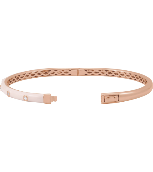 Brc958 Bracelet Set 14K Rose Round Natural Diamond 1.9Mm 15 Ctw I1, G-H 7 In Polished 15 Ctw Natural Diamond Pink Enamel Bangle Bracelet