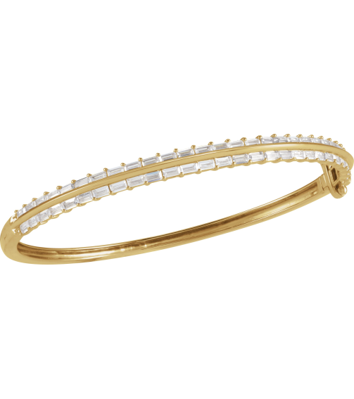 Brc959 Bracelet Set 14K Yellow Straight Baguette Lab-Grown Diamond 3 X 1.5Mm 2 16 Ctw Si, G-H 7 In Polished 2 16 Ctw Lab-Grown Diamond Bangle Bracelet