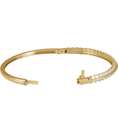 Brc959 Bracelet Set 14K Yellow Straight Baguette Lab-Grown Diamond 3 X 1.5Mm 2 16 Ctw Si, G-H 7 In Polished 2 16 Ctw Lab-Grown Diamond Bangle Bracelet