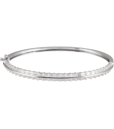 Brc959 Bracelet Set 14K White Straight Baguette Lab-Grown Diamond 3 X 1.5Mm 2 16 Ctw Si, G-H 7 In Polished 2 16 Ctw Lab-Grown Diamond Bangle Bracelet