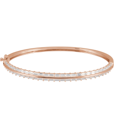Brc959 Bracelet Set 14K Rose Straight Baguette Lab-Grown Diamond 3 X 1.5Mm 2 16 Ctw Si, G-H 7 In Polished 2 16 Ctw Lab-Grown Diamond Bangle Bracelet