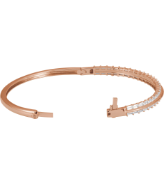 Brc959 Bracelet Set 14K Rose Straight Baguette Lab-Grown Diamond 3 X 1.5Mm 2 16 Ctw Si, G-H 7 In Polished 2 16 Ctw Lab-Grown Diamond Bangle Bracelet