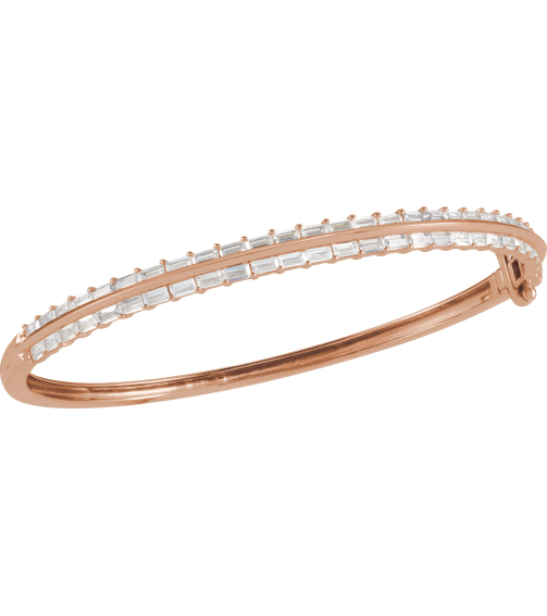 Brc959 Bracelet Set 14K Rose Straight Baguette Lab-Grown Diamond 3 X 1.5Mm 2 16 Ctw Si, G-H 7 In Polished 2 16 Ctw Lab-Grown Diamond Bangle Bracelet