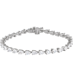 Brc960 Bracelet Set 14K White Pear Lab-Grown Diamond 4.7 X 3.3Mm 6 12 Ctw Si, G-H 7 In Polished 6 12 Ctw Lab-Grown Diamond Line Bracelet