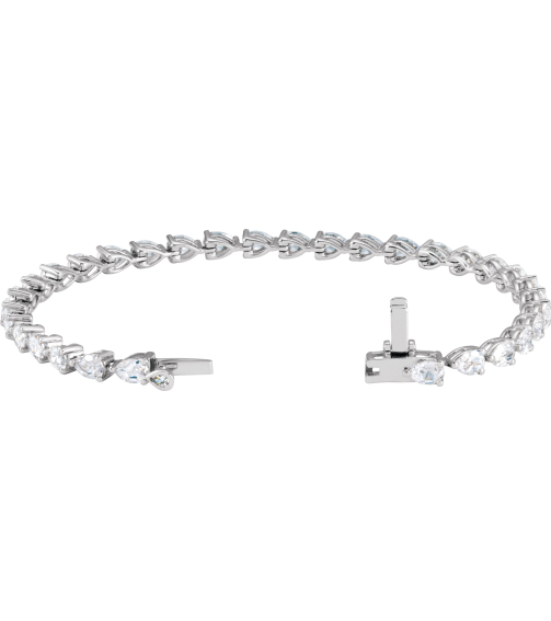 Brc960 Bracelet Set 14K White Pear Lab-Grown Diamond 4.7 X 3.3Mm 6 12 Ctw Si, G-H 7 In Polished 6 12 Ctw Lab-Grown Diamond Line Bracelet