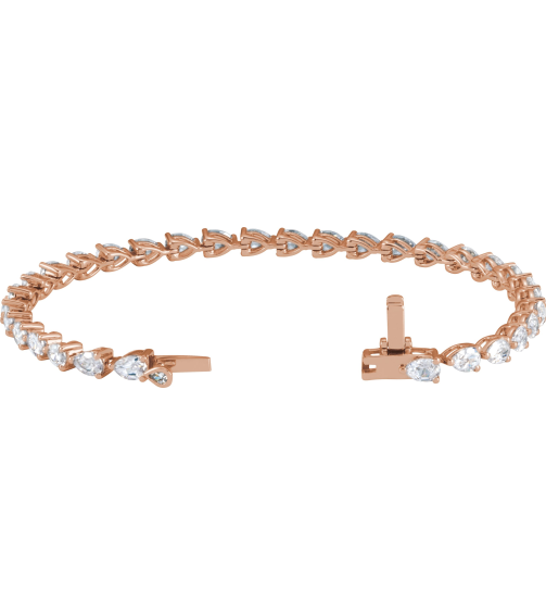Brc960 Bracelet Set 14K Rose Pear Lab-Grown Diamond 4.7 X 3.3Mm 6 12 Ctw Si, G-H 7 In Polished 6 12 Ctw Lab-Grown Diamond Line Bracelet
