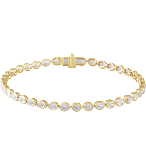 Brc961 Bracelet Set 14K Yellow Oval Lab-Grown Diamond 3.6 X 2.6Mm 4 910 Ctw Si, G-H 7 In Polished 4 910 Ctw Lab-Grown Diamond Line Bracelet
