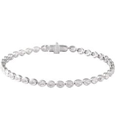 Brc961 Bracelet Set 14K White Oval Lab-Grown Diamond 3.6 X 2.6Mm 4 910 Ctw Si, G-H 7 In Polished 4 910 Ctw Lab-Grown Diamond Line Bracelet