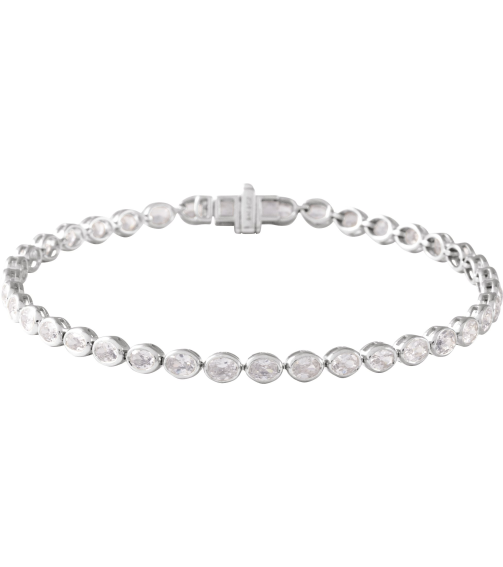 Brc961 Bracelet Set 14K White Oval Lab-Grown Diamond 3.6 X 2.6Mm 4 910 Ctw Si, G-H 7 In Polished 4 910 Ctw Lab-Grown Diamond Line Bracelet