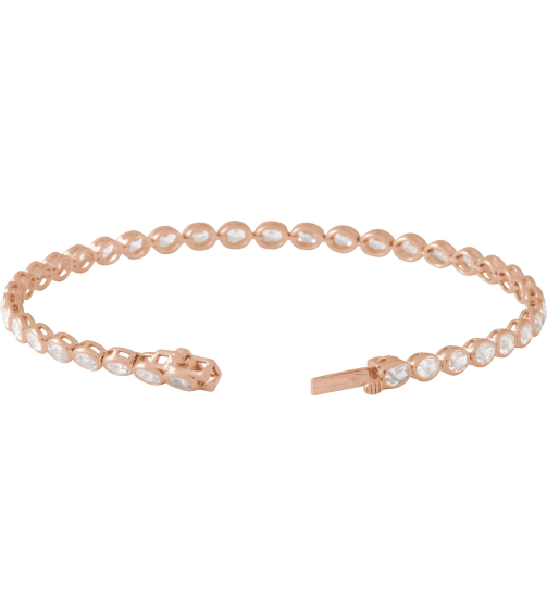 Brc961 Bracelet Set 14K Rose Oval Lab-Grown Diamond 3.6 X 2.6Mm 4 910 Ctw Si, G-H 7 In Polished 4 910 Ctw Lab-Grown Diamond Line Bracelet
