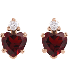 88617 Earring Set Natural Mozambique Garnet Heart 5 X 5 Mm 14K Rose Natural Diamond Pair Friction Backs Included Polished Natural Mozambique Garnet And .06 Ctw Natural Diamond 5-Claw Prong Earrings
