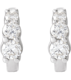 88635 Earring Set Natural Diamond Round Platinum Natural Diamond Pair Friction Backs Included Polished 13 Ctw Natural Diamond Graduated 3-Stone Hoop Earrings