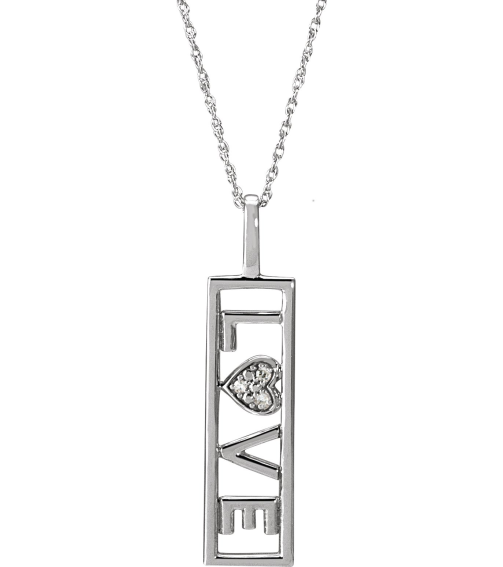 689122 Necklace Set Sterling Silver Round Natural Diamond 1Mm 0.02 Ctw I1-I2, Ghi 18 In Polished .02 Ctw Natural Diamond Love Necklace