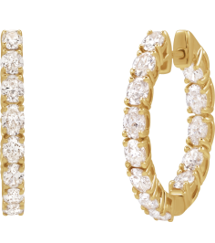 689126 Earring Set 14K Yellow 20.67 Mm 2.5 Mm Natural Diamond Oval 3.2 X 2.3Mm 2 58 Ctw I1, Gh Pair Hinged Polished 2 58 Ctw Natural Diamond Hoop Earrings