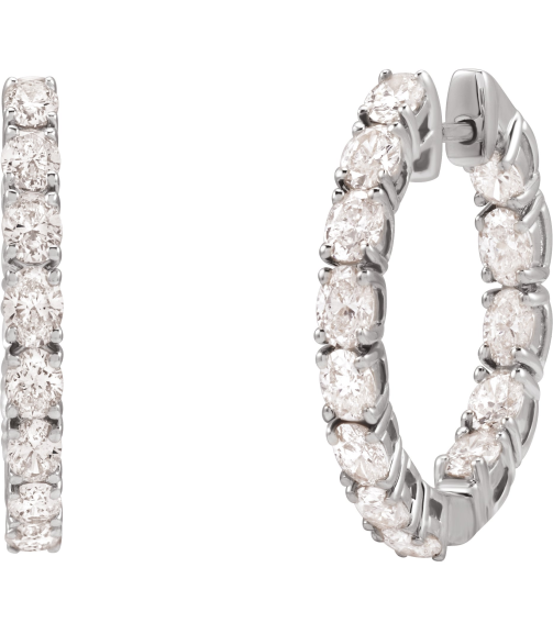 689126 Earring Set 14K White 20.67 Mm 2.5 Mm Natural Diamond Oval 3.2 X 2.3Mm 2 58 Ctw I1, Gh Pair Hinged Polished 2 58 Ctw Natural Diamond Hoop Earrings