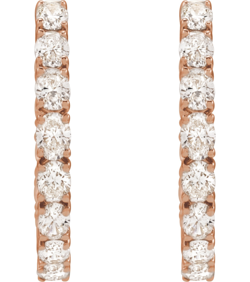 689126 Earring Set 14K Rose 20.67 Mm 2.5 Mm Natural Diamond Oval 3.2 X 2.3Mm 2 58 Ctw I1, Gh Pair Hinged Polished 2 58 Ctw Natural Diamond Hoop Earrings