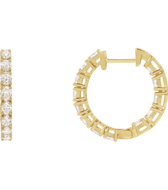 689126 Earring Set 14K Yellow 20.67 Mm 2.5 Mm Lab-Grown Diamond Oval 3.2 X 2.3Mm 2 58 Ctw Si1-Si2, Gh Pair Hinged Polished 2 58 Ctw Lab-Grown Diamond Hoop Earrings