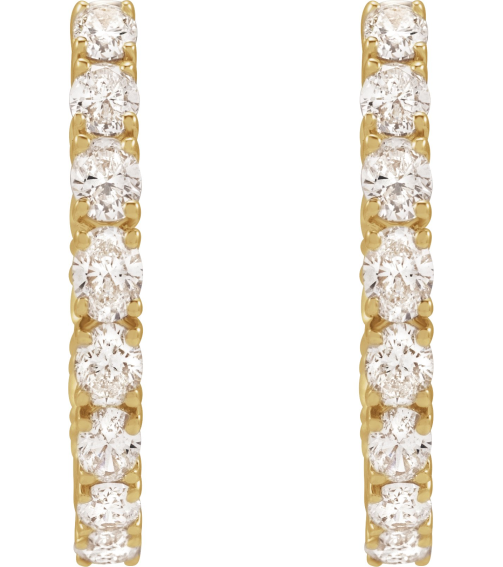 689126 Earring Set 14K Yellow 20.67 Mm 2.5 Mm Lab-Grown Diamond Oval 3.2 X 2.3Mm 2 58 Ctw Si1-Si2, Gh Pair Hinged Polished 2 58 Ctw Lab-Grown Diamond Hoop Earrings