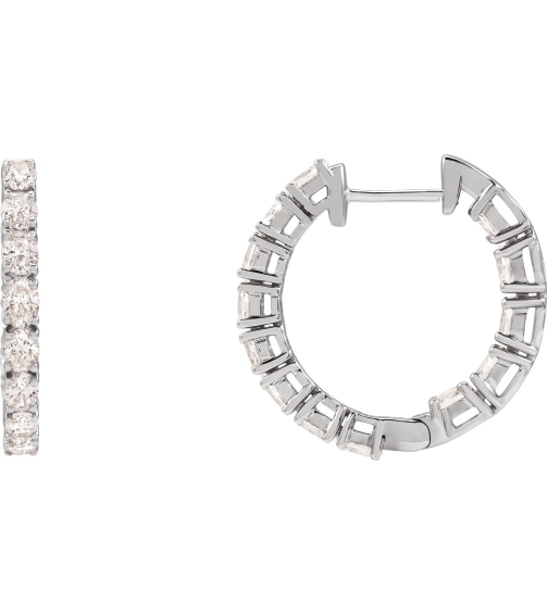 689126 Earring Set 14K White 20.67 Mm 2.5 Mm Lab-Grown Diamond Oval 3.2 X 2.3Mm 2 58 Ctw Si1-Si2, Gh Pair Hinged Polished 2 58 Ctw Lab-Grown Diamond Hoop Earrings