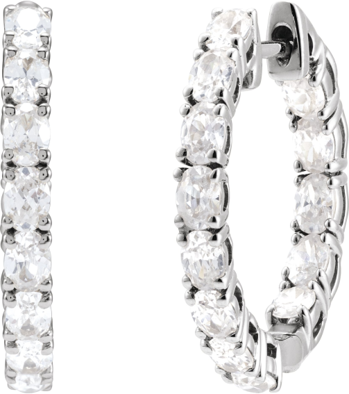 689126 Earring Set 14K White 20.67 Mm 2.5 Mm Lab-Grown Diamond Oval 3.2 X 2.3Mm 2 58 Ctw Si1-Si2, Gh Pair Hinged Polished 2 58 Ctw Lab-Grown Diamond Hoop Earrings