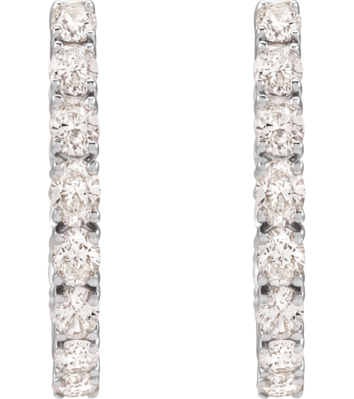 689126 Earring Set 14K White 20.67 Mm 2.5 Mm Lab-Grown Diamond Oval 3.2 X 2.3Mm 2 58 Ctw Si1-Si2, Gh Pair Hinged Polished 2 58 Ctw Lab-Grown Diamond Hoop Earrings