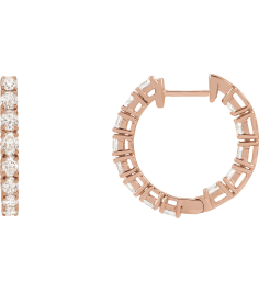 689126 Earring Set 14K Rose 20.67 Mm 2.5 Mm Lab-Grown Diamond Oval 3.2 X 2.3Mm 2 58 Ctw Si1-Si2, Gh Pair Hinged Polished 2 58 Ctw Lab-Grown Diamond Hoop Earrings