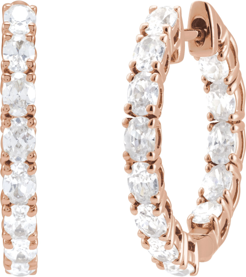 689126 Earring Set 14K Rose 20.67 Mm 2.5 Mm Lab-Grown Diamond Oval 3.2 X 2.3Mm 2 58 Ctw Si1-Si2, Gh Pair Hinged Polished 2 58 Ctw Lab-Grown Diamond Hoop Earrings