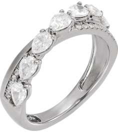 689127 Ring Set 14K White Natural Diamond Pear 4 X 3 Mm Natural Diamond Polished 1 18 Ctw Natural Diamond Ring