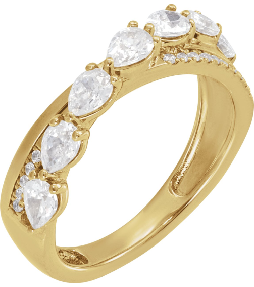 689127 Ring Set 14K Yellow Lab-Grown Diamond Pear 4 X 3 Mm Lab-Grown Diamond Polished 1 18 Ctw Lab-Grown Diamond Ring