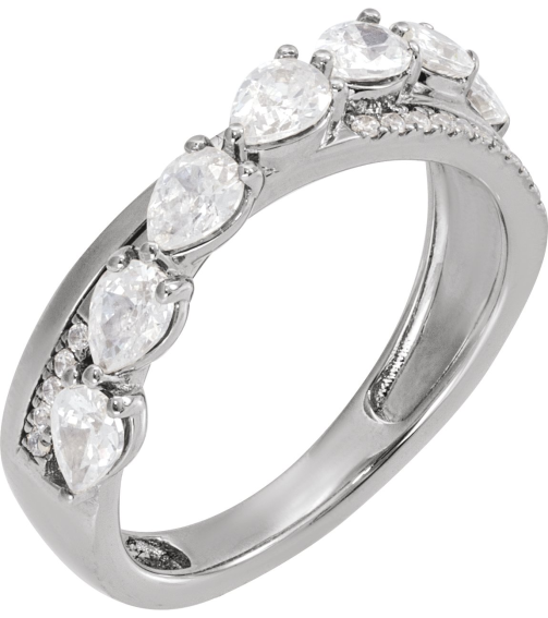 689127 Ring Set 14K White Lab-Grown Diamond Pear 4 X 3 Mm Lab-Grown Diamond Polished 1 18 Ctw Lab-Grown Diamond Ring