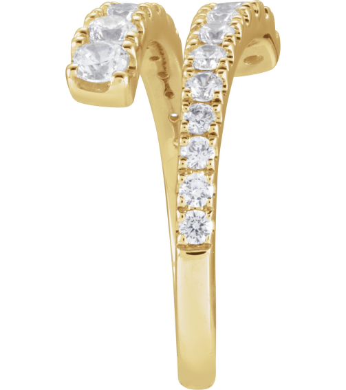 689125 Ring Set 14K Yellow Lab-Grown Diamond Round 3 Mm Lab-Grown Diamond Polished 910 Ctw Lab-Grown Diamond Bypass Ring