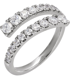 689125 Ring Set 14K White Lab-Grown Diamond Round 3 Mm Lab-Grown Diamond Polished 910 Ctw Lab-Grown Diamond Bypass Ring