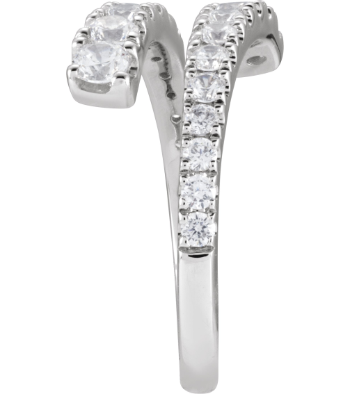 689125 Ring Set 14K White Lab-Grown Diamond Round 3 Mm Lab-Grown Diamond Polished 910 Ctw Lab-Grown Diamond Bypass Ring