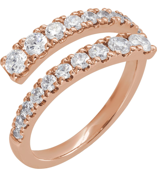 689125 Ring Set 14K Rose Lab-Grown Diamond Round 3 Mm Lab-Grown Diamond Polished 910 Ctw Lab-Grown Diamond Bypass Ring