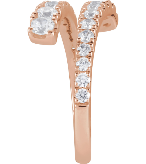 689125 Ring Set 14K Rose Lab-Grown Diamond Round 3 Mm Lab-Grown Diamond Polished 910 Ctw Lab-Grown Diamond Bypass Ring