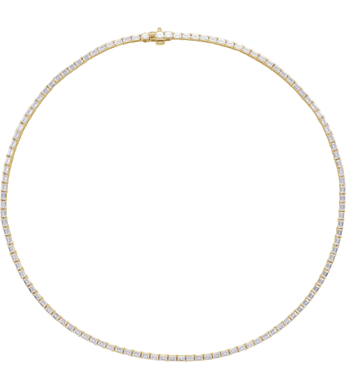 689128 Necklace Set 14K Yellow Emerald Lab-Grown Diamond 3 X 2.1Mm 11 34 Ctw Si, G-H 16 In Polished 11 34 Ctw Lab-Grown Diamond Line Necklace