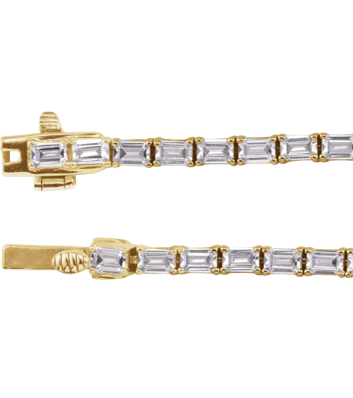 689128 Necklace Set 14K Yellow Emerald Lab-Grown Diamond 3 X 2.1Mm 11 34 Ctw Si, G-H 16 In Polished 11 34 Ctw Lab-Grown Diamond Line Necklace