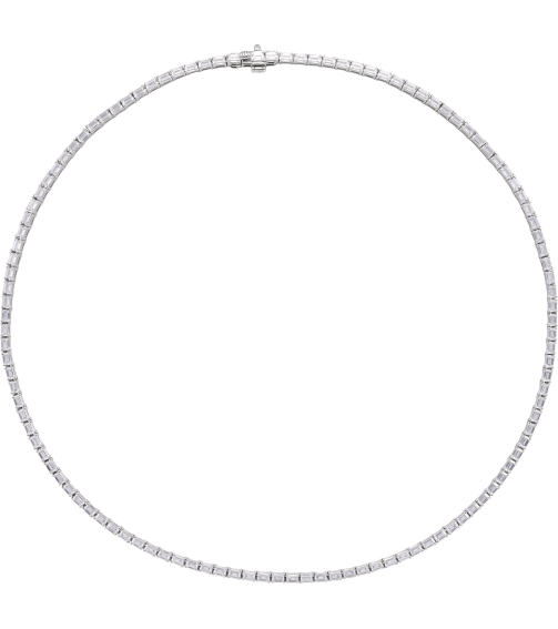 689128 Necklace Set 14K White Emerald Lab-Grown Diamond 3 X 2.1Mm 11 34 Ctw I1, G-H 16 In Polished 11 34 Ctw Lab-Grown Diamond Line Necklace