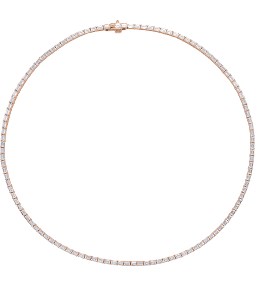 689128 Necklace Set 14K Rose Emerald Lab-Grown Diamond 3 X 2.1Mm 11 34 Ctw I1, G-H 16 In Polished 11 34 Ctw Lab-Grown Diamond Line Necklace