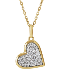 689129 Necklace Set 14K Yellow Round Natural Diamond 1.3Mm 14 Ctw Natural Diamond I1, G-H 18 In Polished 14 Ctw Natural Diamond Heart Necklace