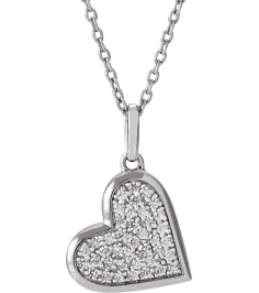 689129 Necklace Set 14K White Round Natural Diamond 1.3Mm 14 Ctw Natural Diamond I1, G-H 18 In Polished 14 Ctw Natural Diamond Heart Necklace
