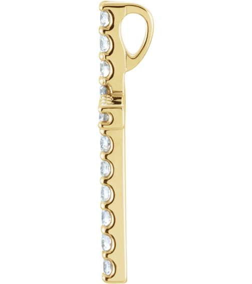 R42157 Pendant Set 14K Yellow Round Lab-Grown Diamond 2.2Mm 58 Ctw Si1-Si2, Gh Polished 58 Ctw Lab-Grown Diamond Petite Cross Pendant